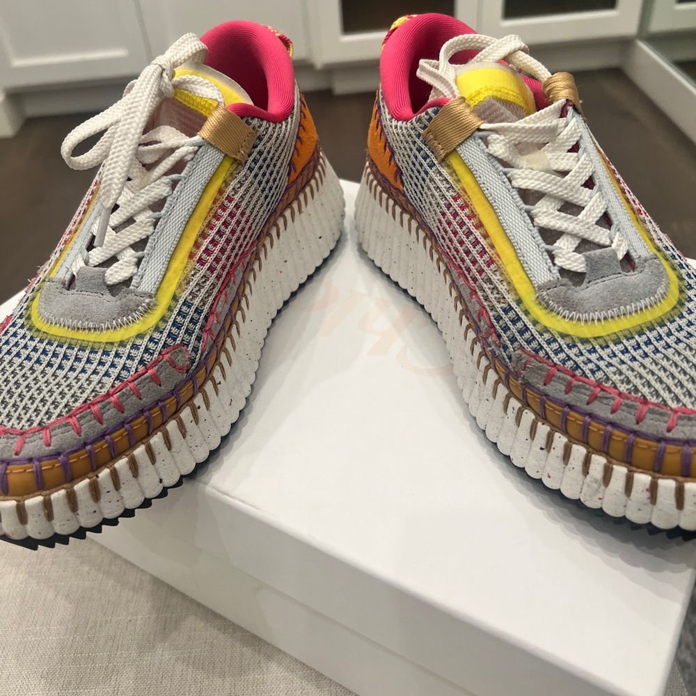 Chloe Multicolor Sneakers with Pink and Yellow Accents